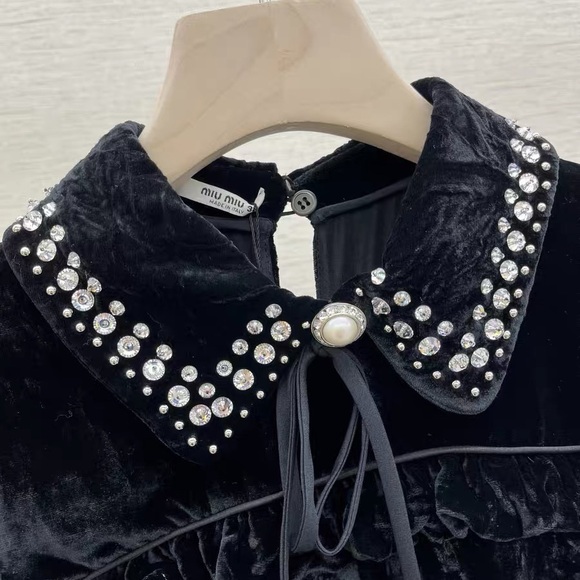 🚩steak authentic Miu Miu Black Velvet Dress - Picture 4 of 10